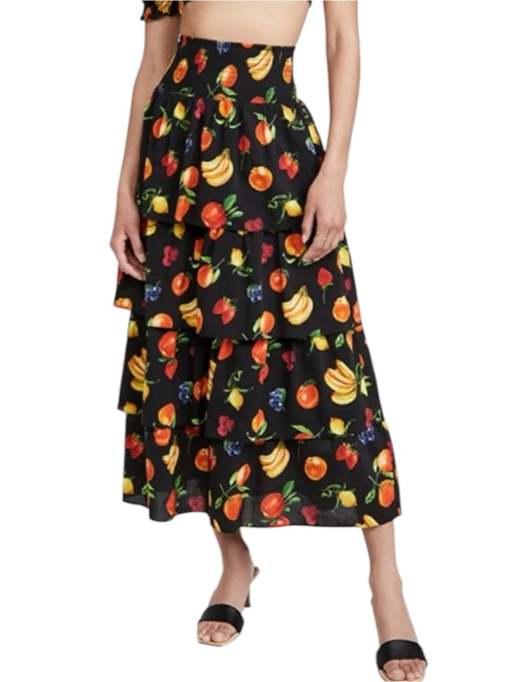 NWT WEWOREWHAT Paloma Fruits Tiered Skirt M
